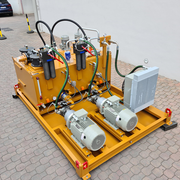 Hydraulic power pack for sheet metal processing line